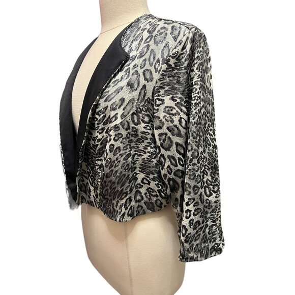 Short animal print jacket with silver metallic accents - Picture 2 of 5